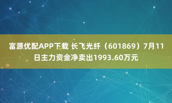 富源优配APP下载 长飞光纤(601869)7月11日主力资金净卖出1993.60万元