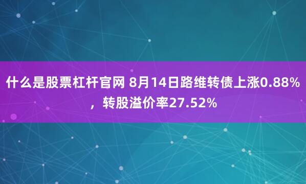 什么是股票杠杆官网 8月14日路维转债上涨0.88%,转股溢价率27.52%