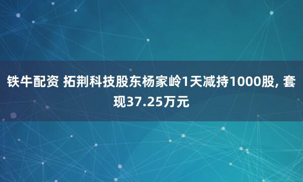 铁牛配资 拓荆科技股东杨家岭1天减持1000股, 套现37.25万元
