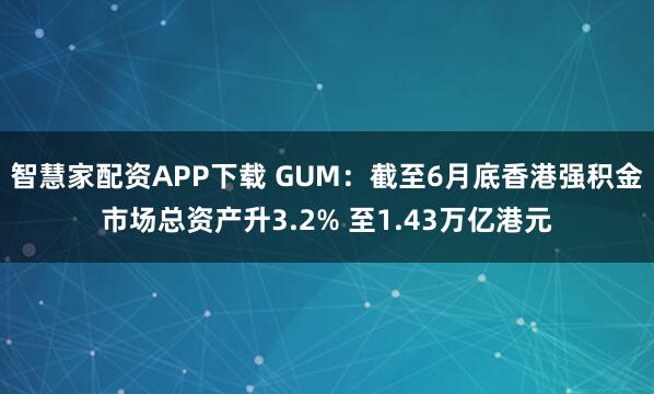 智慧家配资APP下载 GUM：截至6月底香港强积金市场总资产升3.2% 至1.43万亿港元
