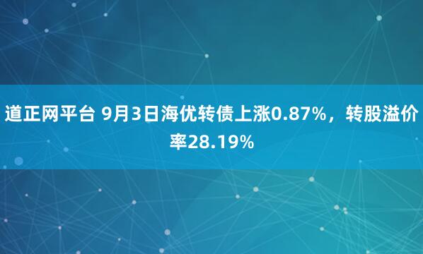 道正网平台 9月3日海优转债上涨0.87%，转股溢价率28.19%