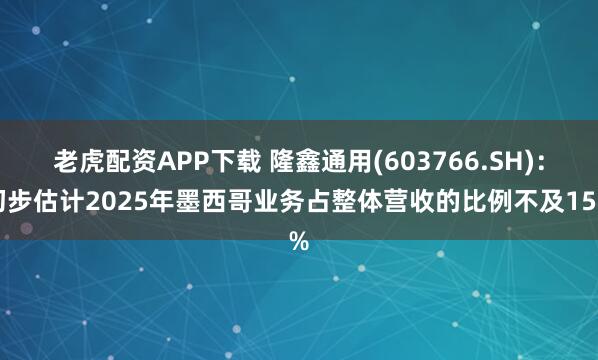 老虎配资APP下载 隆鑫通用(603766.SH):初步估计2025年墨西哥业务占整体营收的比例不及15%